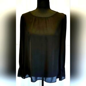 THE LIMITED Scoop Neck Black Flowy Sheer Blouse Sz Small